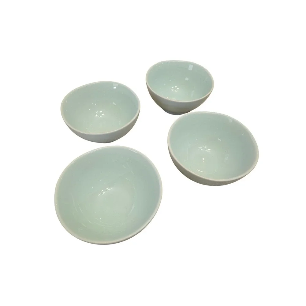 Porcelain cereal/rice/desert bowls,‎ Lenox Origins pattern, light Ice blue glaze